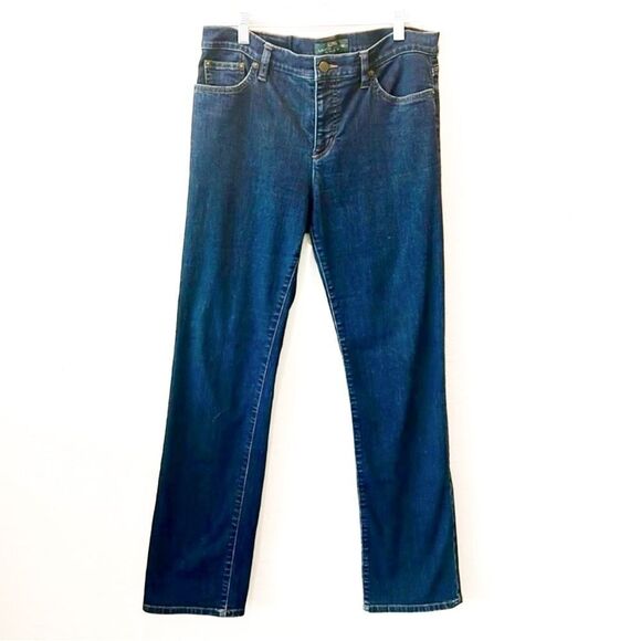 Lauren Ralph Lauren Straight Leg Jeans Classic Dark Wash Blue Stretch Denim 10 - Picture 1 of 14
